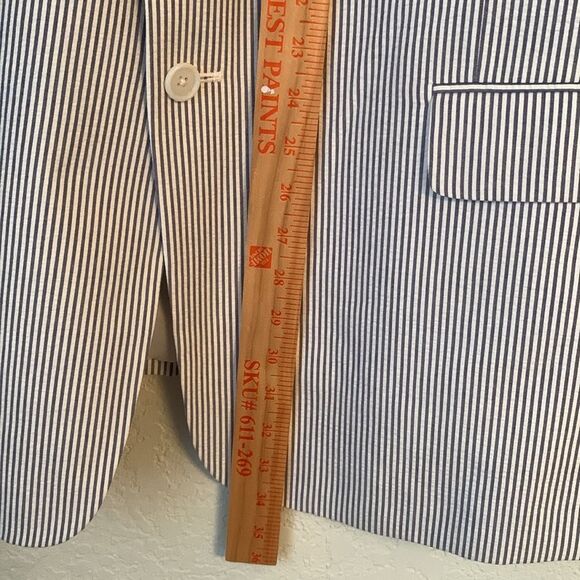 Jos.A Bank Cotton Blue White Striped Men's Blazer Pockets Two Button Size 48R - Picture 7 of 12
